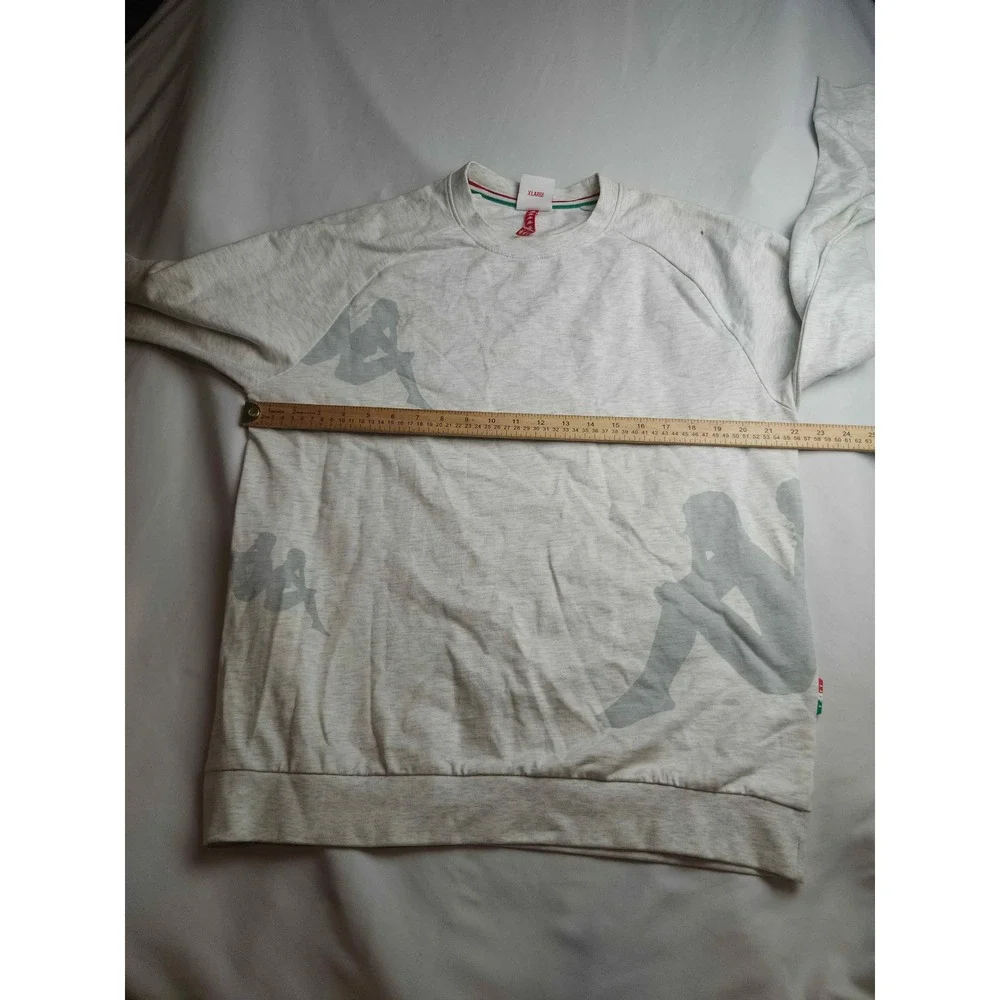 Kappa Omini Logo Sweatshirt Mens XL Grey Heather Raglan Crewneck Pullover